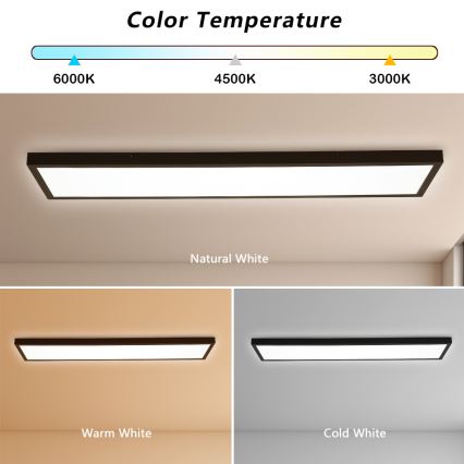 Brilagi - LED Dimbare badkamer plafondverlichting FRAME SMART LED/50W/230V 30x120 cm 3000-6000K IP44 zwart + afstandsbediening