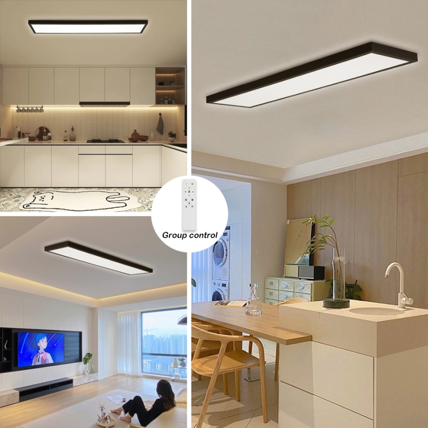 Brilagi - LED Dimbare badkamer plafondverlichting FRAME SMART LED/50W/230V 30x120 cm 3000-6000K IP44 zwart + afstandsbediening