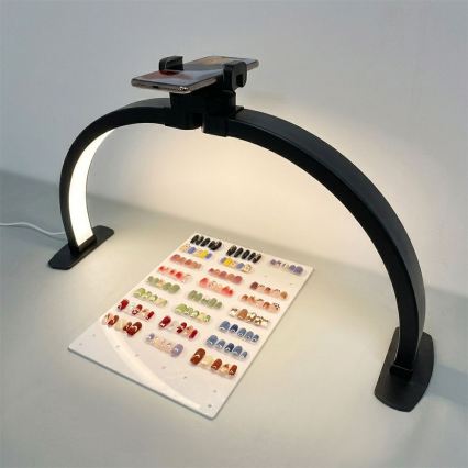 Brilagi - LED-dimbare boogvormige tafellamp met houder RADIO LED/25W/24/230V 3000/4000/6500K zwart
