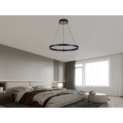 Brilagi - Dimbare LED-hanglamp aan kabel CIRCLE LED/85W/230V 3000-6500K Ø 60 cm zwart/goud + afstandsbediening