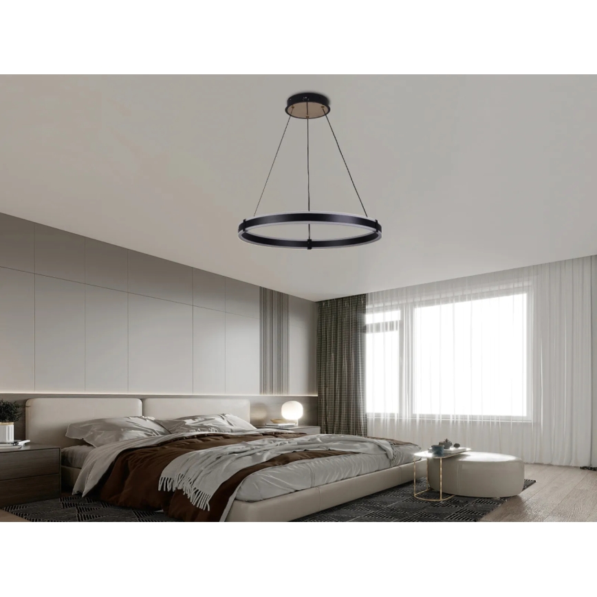 Brilagi - Dimbare LED-hanglamp aan kabel CIRCLE LED/85W/230V 3000-6500K Ø 60 cm zwart/goud + afstandsbediening