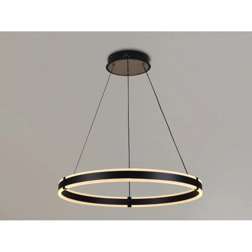Brilagi - Dimbare LED-hanglamp aan kabel CIRCLE LED/85W/230V 3000-6500K Ø 60 cm zwart/goud + afstandsbediening