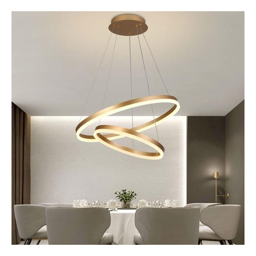 Brilagi - LED-dimbare hanglamp CIRCLE LED/70W/230V 3000-6500K Ø 60 cm goudkleurig + afstandsbediening