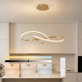 Brilagi - LED dimbare hanglamp aan kabel INFINITY LED/80W/230V 3000-6000K 80x80 cm goudkleurig + afstandsbediening