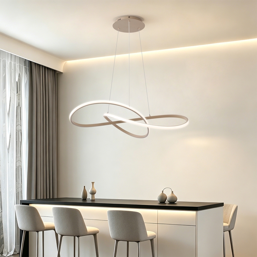 Brilagi - LED-dimbare hanglamp aan kabel INFINITY LED/80W/230V 3000-6000K 80x80 cm beige + afstandsbediening
