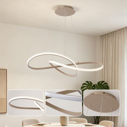 Brilagi - LED-dimbare hanglamp aan kabel INFINITY LED/80W/230V 3000-6000K 80x80 cm beige + afstandsbediening