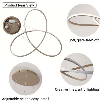 Brilagi - LED-dimbare hanglamp aan kabel INFINITY LED/80W/230V 3000-6000K 80x80 cm beige + afstandsbediening