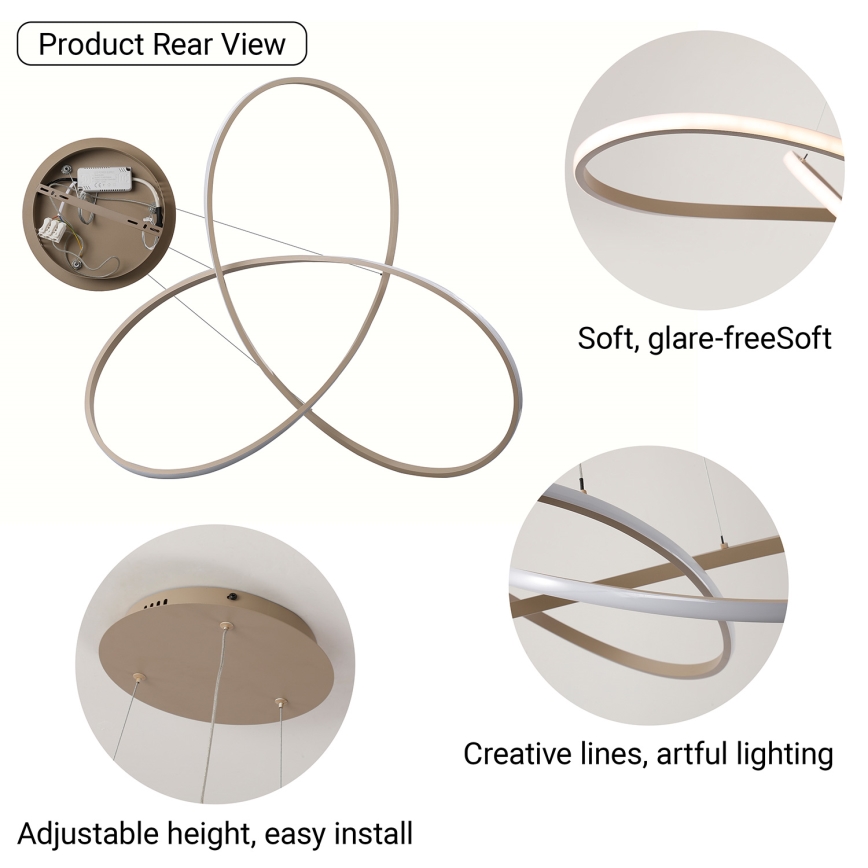Brilagi - LED-dimbare hanglamp aan kabel INFINITY LED/80W/230V 3000-6000K 80x80 cm beige + afstandsbediening