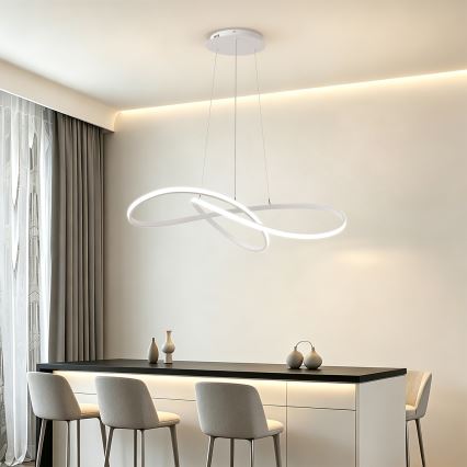 Brilagi - Dimbare LED-hanglamp met staalkabel INFINITY LED/80W/230V 3000-6000K 80x80 cm wit + afstandsbediening