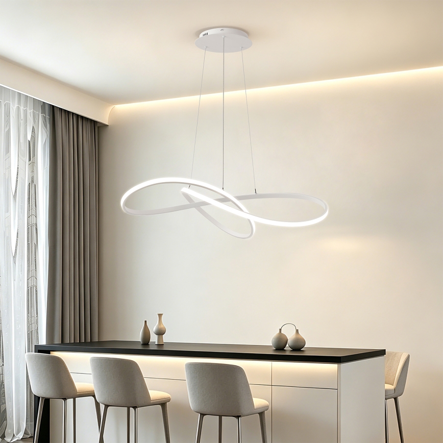 Brilagi - Dimbare LED-hanglamp met staalkabel INFINITY LED/80W/230V 3000-6000K 80x80 cm wit + afstandsbediening