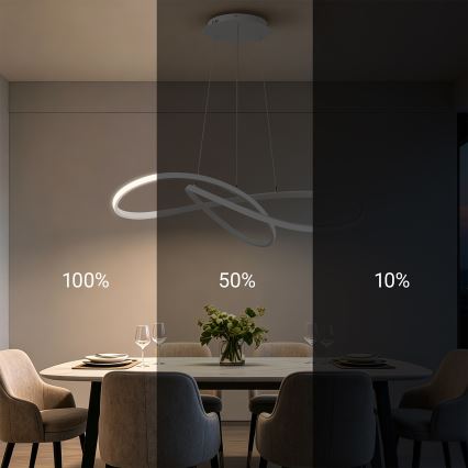 Brilagi - Dimbare LED-hanglamp met staalkabel INFINITY LED/80W/230V 3000-6000K 80x80 cm wit + afstandsbediening