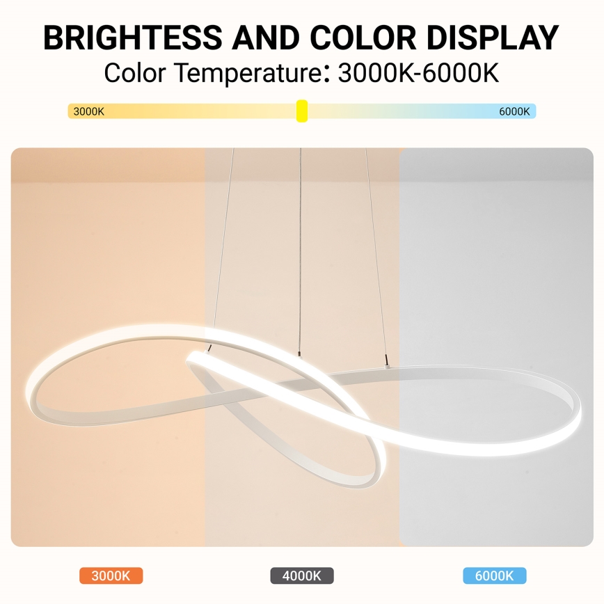 Brilagi - Dimbare LED-hanglamp met staalkabel INFINITY LED/80W/230V 3000-6000K 80x80 cm wit + afstandsbediening