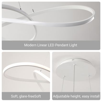 Brilagi - Dimbare LED-hanglamp met staalkabel INFINITY LED/80W/230V 3000-6000K 80x80 cm wit + afstandsbediening