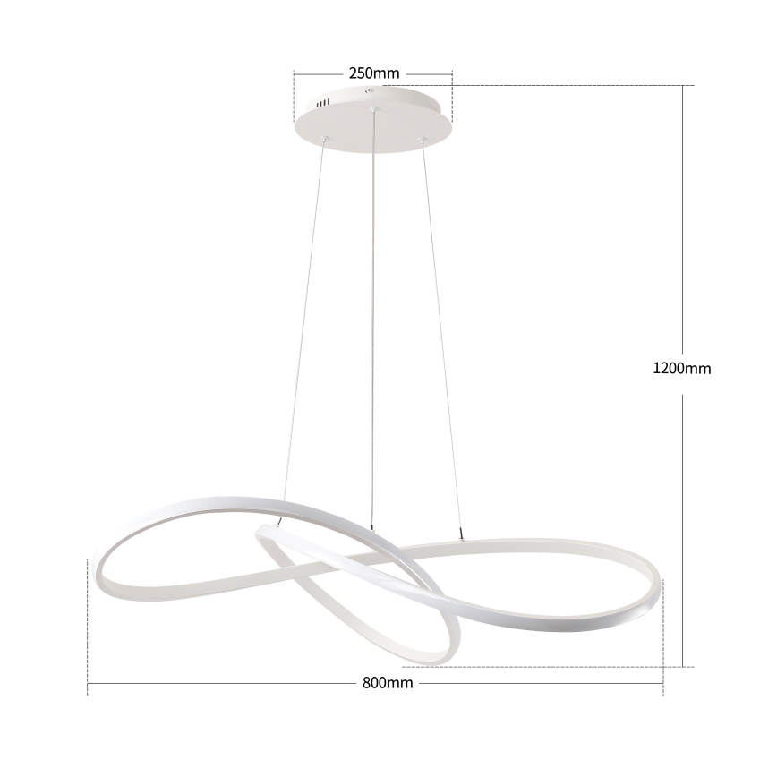 Brilagi - Dimbare LED-hanglamp met staalkabel INFINITY LED/80W/230V 3000-6000K 80x80 cm wit + afstandsbediening