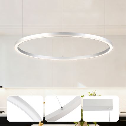 Brilagi - Dimbare LED-hanglamp met kabel PORTOFINO LED/60W/230V 3000-6000K Ø 80 cm zilver + afstandsbediening