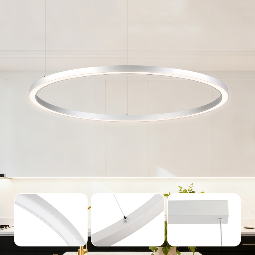 Brilagi - Dimbare LED-hanglamp met kabel PORTOFINO LED/60W/230V 3000-6000K Ø 80 cm zilver + afstandsbediening