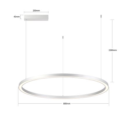 Brilagi - Dimbare LED-hanglamp met kabel PORTOFINO LED/60W/230V 3000-6000K Ø 80 cm zilver + afstandsbediening