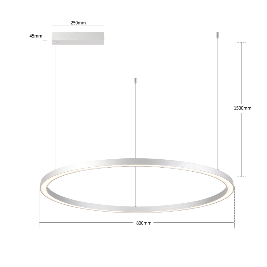 Brilagi - Dimbare LED-hanglamp met kabel PORTOFINO LED/60W/230V 3000-6000K Ø 80 cm zilver + afstandsbediening