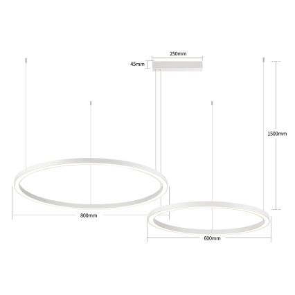 Brilagi - Dimbare LED-pendellamp met kabel PORTOFINO LED/98W/230V 3000-6000K wit + afstandsbediening
