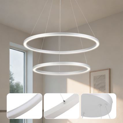 Brilagi - LED-dimbare hanglamp met kabel PORTOFINO LED/98W/230V 3000-6000K Ø 80 cm zilver + afstandsbediening