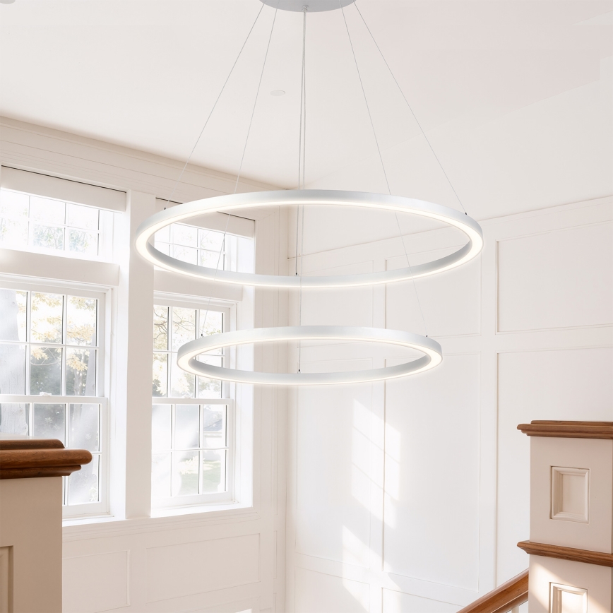 Brilagi - LED-dimbare hanglamp met kabel PORTOFINO LED/98W/230V 3000-6000K Ø 80 cm zilver + afstandsbediening