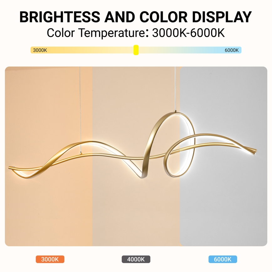Brilagi - LED dimbare kabelhanglamp SIGNATURE LED/55W/230V 3000-6000K 120x23 cm goud + afstandsbediening
