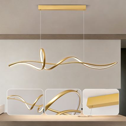Brilagi - LED dimbare kabelhanglamp SIGNATURE LED/55W/230V 3000-6000K 120x23 cm goud + afstandsbediening