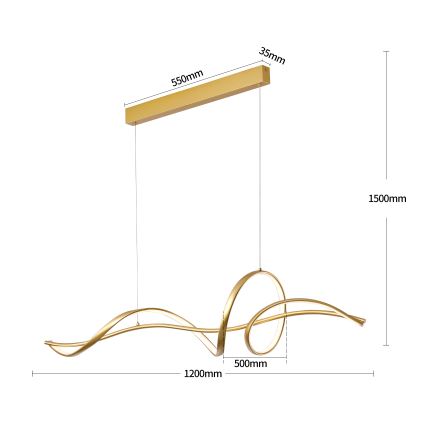 Brilagi - LED dimbare kabelhanglamp SIGNATURE LED/55W/230V 3000-6000K 120x23 cm goud + afstandsbediening