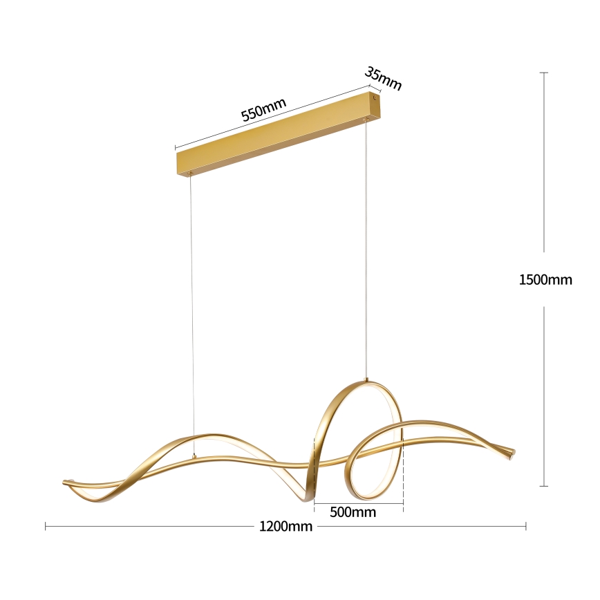 Brilagi - LED dimbare kabelhanglamp SIGNATURE LED/55W/230V 3000-6000K 120x23 cm goud + afstandsbediening