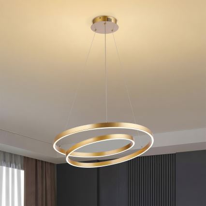 Brilagi - LED dimbare hanglamp aan kabel TWISTER LED/48W/230V 3000-6000K Ø 50 cm goud + afstandsbediening
