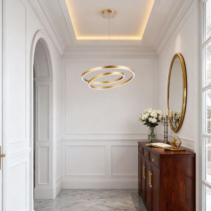 Brilagi - LED dimbare hanglamp aan kabel TWISTER LED/48W/230V 3000-6000K Ø 50 cm goud + afstandsbediening