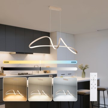 Brilagi - LED-dimbare hanglamp aan kabel TWISTER LED/60W/230V 3000-6000K beige + afstandsbediening