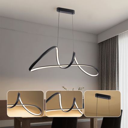 Brilagi - LED dimbare hanglamp aan kabel TWISTER LED/60W/230V 3000-6000K zwart + afstandsbediening