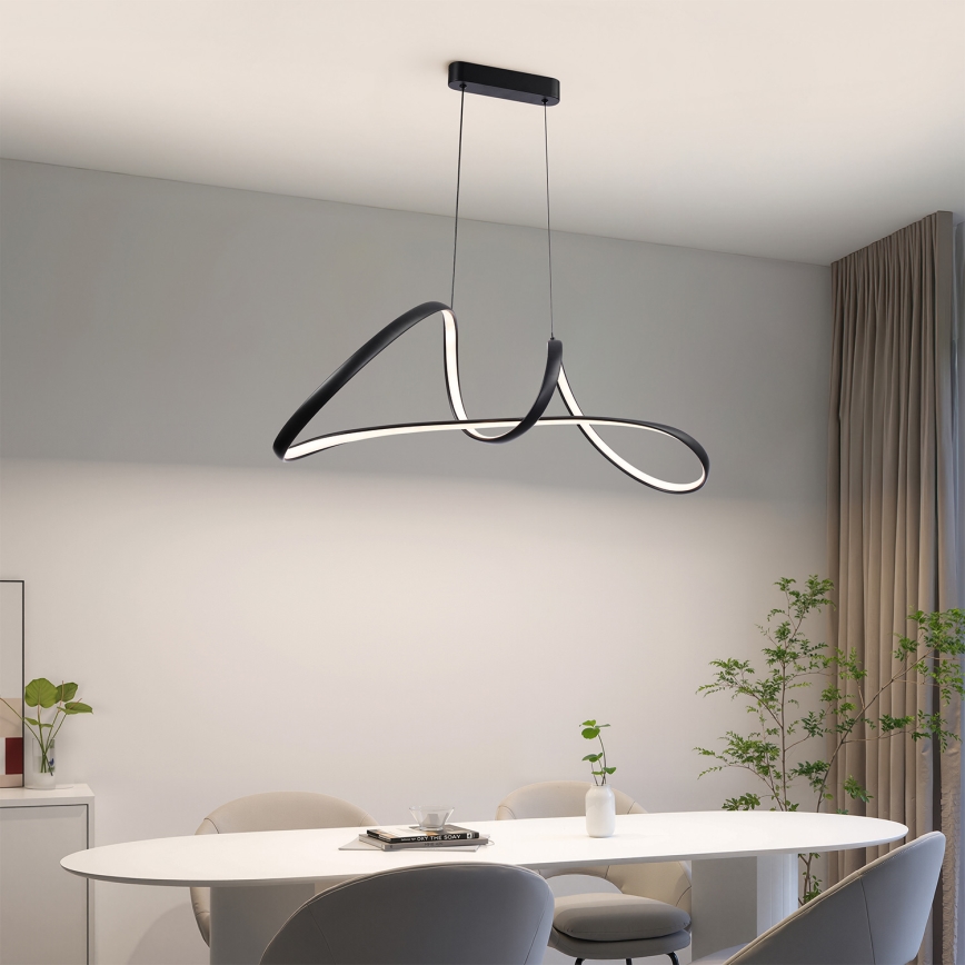 Brilagi - LED dimbare hanglamp aan kabel TWISTER LED/60W/230V 3000-6000K zwart + afstandsbediening