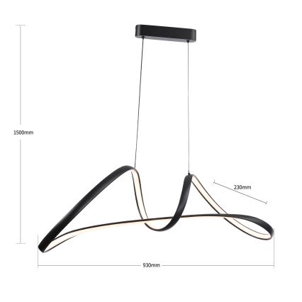 Brilagi - LED dimbare hanglamp aan kabel TWISTER LED/60W/230V 3000-6000K zwart + afstandsbediening