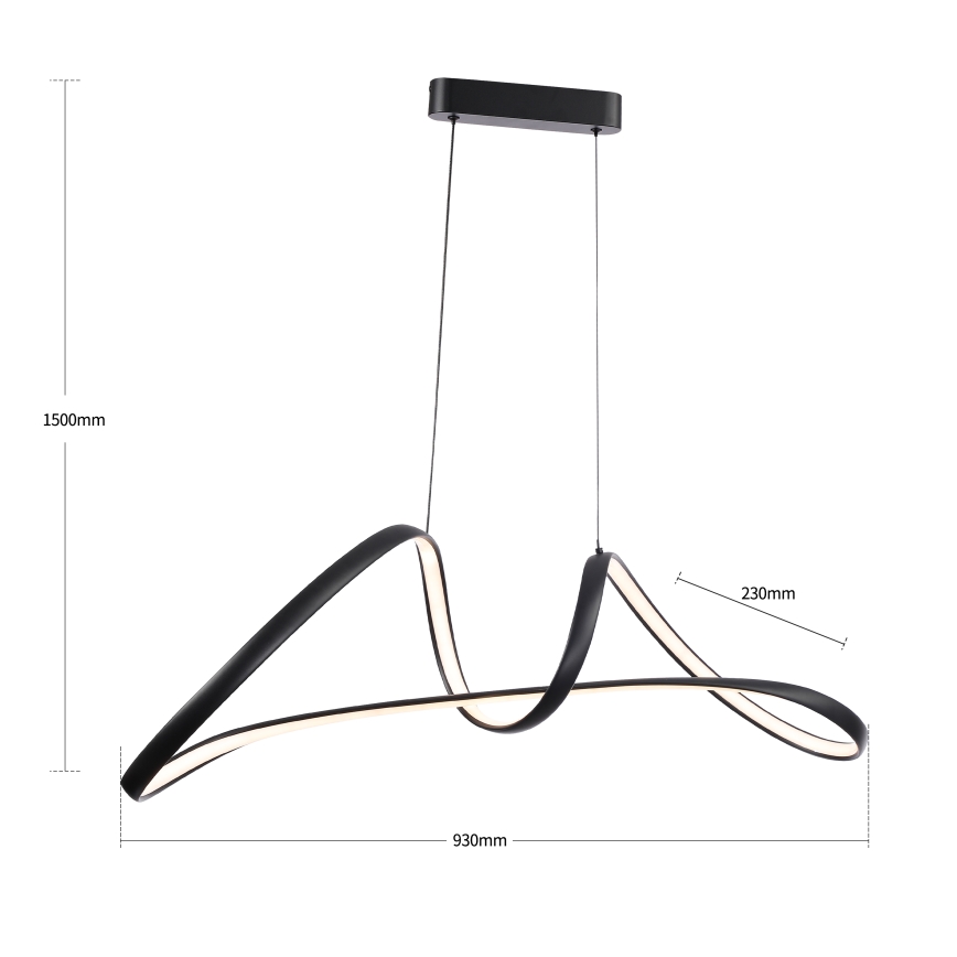 Brilagi - LED dimbare hanglamp aan kabel TWISTER LED/60W/230V 3000-6000K zwart + afstandsbediening