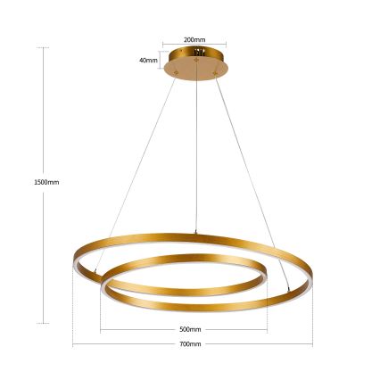 BRILAGI - Dimbare LED-hanglamp aan kabel TWISTER LED/75W/230V 3000–6000K Ø 70 cm goud + afstandsbediening