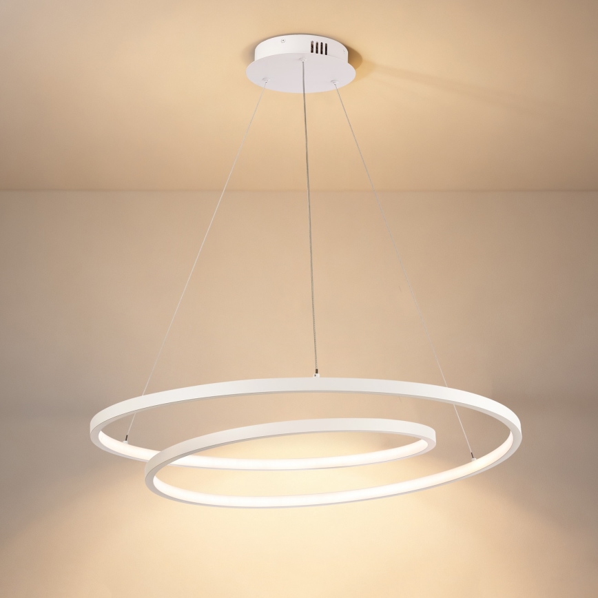 Brilagi - LED dimbare hanglamp met kabelophanging TWISTER LED/75W/230V 3000-6000K Ø 70 cm wit + afstandsbediening