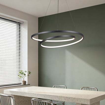 Brilagi - LED dimbare hanglamp aan kabel TWISTER LED/75W/230V 3000-6000K Ø 70 cm zwart + afstandsbediening