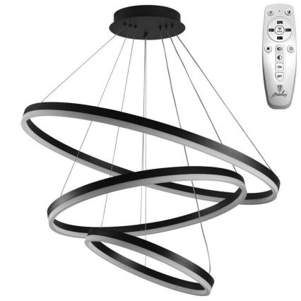 Brilagi - dimbare LED-hanglamp aan kabel CIRCLE LED/125W/230V 3000-6500K Ø 80 cm zwart + afstandsbediening