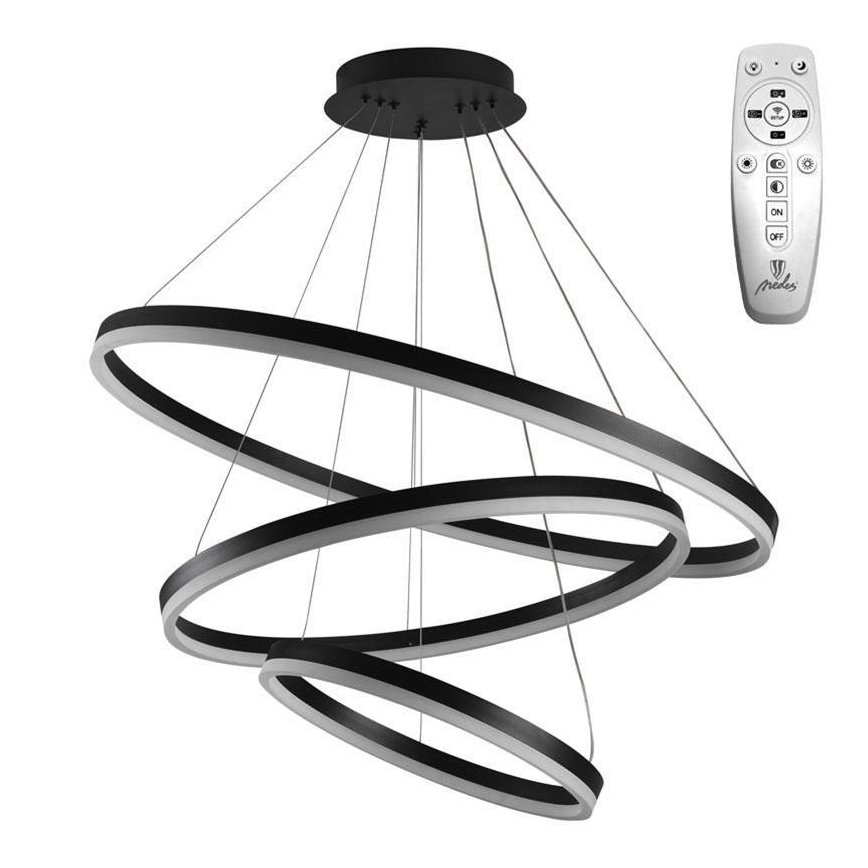 Brilagi - dimbare LED-hanglamp aan kabel CIRCLE LED/125W/230V 3000-6500K Ø 80 cm zwart + afstandsbediening