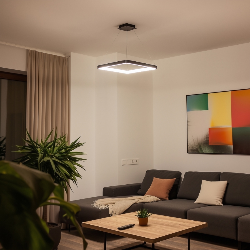 Brilagi - dimbare LED-hanglamp aan een kabel FALCON SLIM LED/50W/230V 3000-6500K 50x50 cm zwart + afstandsbediening