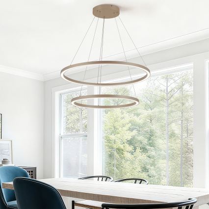 Brilagi - Dimbare LED-hanglamp met kabel PORTOFINO LED/98W/230V 3000-6000K Ø 80 cm beige + afstandsbediening