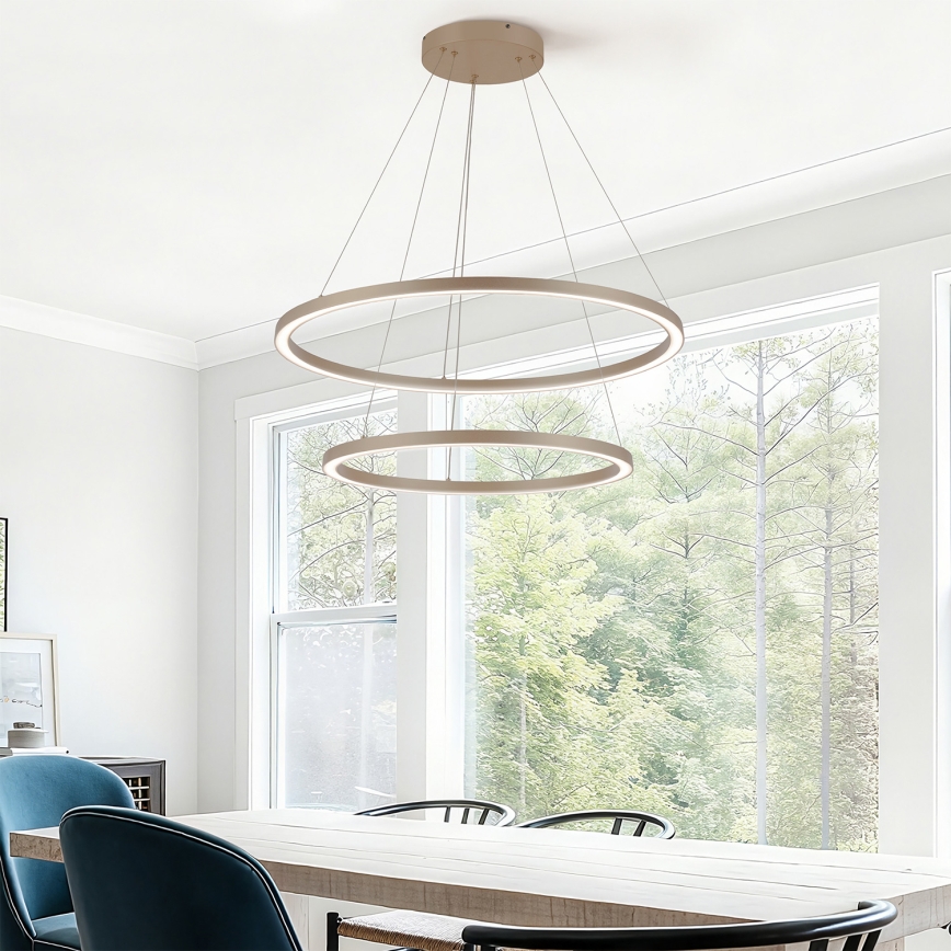 Brilagi - Dimbare LED-hanglamp met kabel PORTOFINO LED/98W/230V 3000-6000K Ø 80 cm beige + afstandsbediening