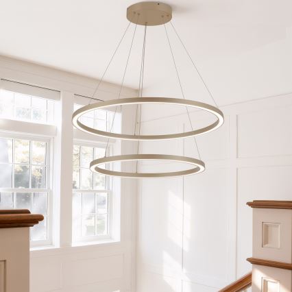 Brilagi - Dimbare LED-hanglamp met kabel PORTOFINO LED/98W/230V 3000-6000K Ø 80 cm beige + afstandsbediening