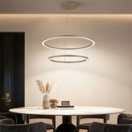 Brilagi - Dimbare LED-hanglamp met kabel PORTOFINO LED/98W/230V 3000-6000K Ø 80 cm beige + afstandsbediening