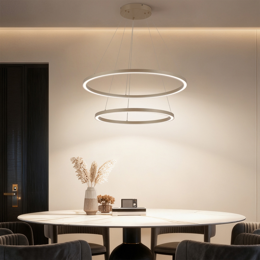Brilagi - Dimbare LED-hanglamp met kabel PORTOFINO LED/98W/230V 3000-6000K Ø 80 cm beige + afstandsbediening
