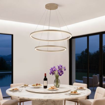 Brilagi - Dimbare LED-hanglamp met kabel PORTOFINO LED/98W/230V 3000-6000K Ø 80 cm beige + afstandsbediening
