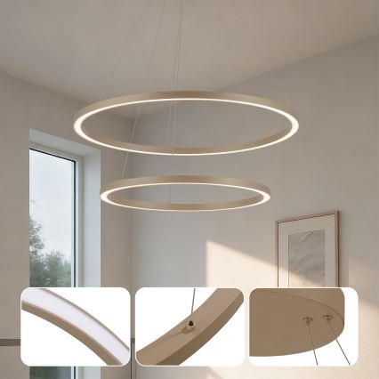 Brilagi - Dimbare LED-hanglamp met kabel PORTOFINO LED/98W/230V 3000-6000K Ø 80 cm beige + afstandsbediening