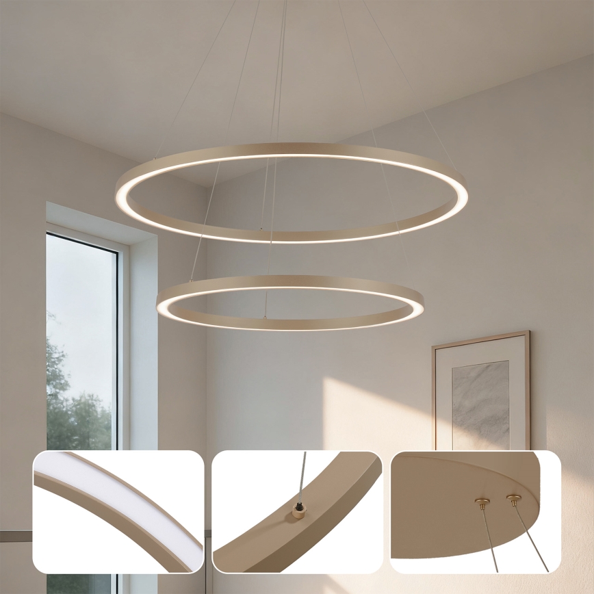 Brilagi - Dimbare LED-hanglamp met kabel PORTOFINO LED/98W/230V 3000-6000K Ø 80 cm beige + afstandsbediening